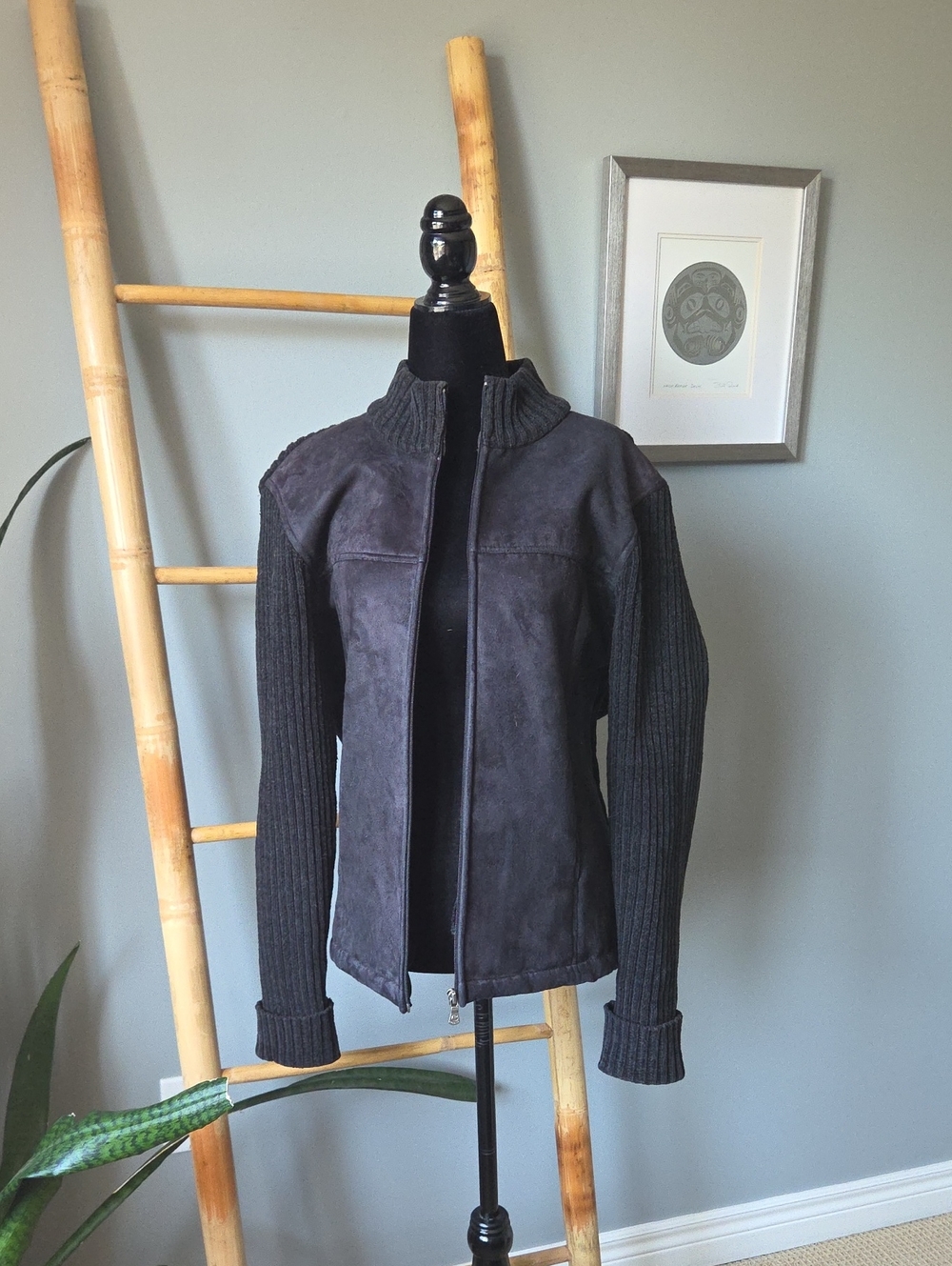 B.C. Clothing Ultrasuede & Chenille Zip Jacket